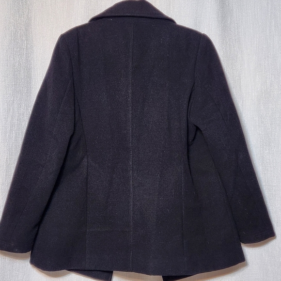 George Double-Breasted Faux Wool Peacoat Jet Black Medium Womens - Picture 9 of 16